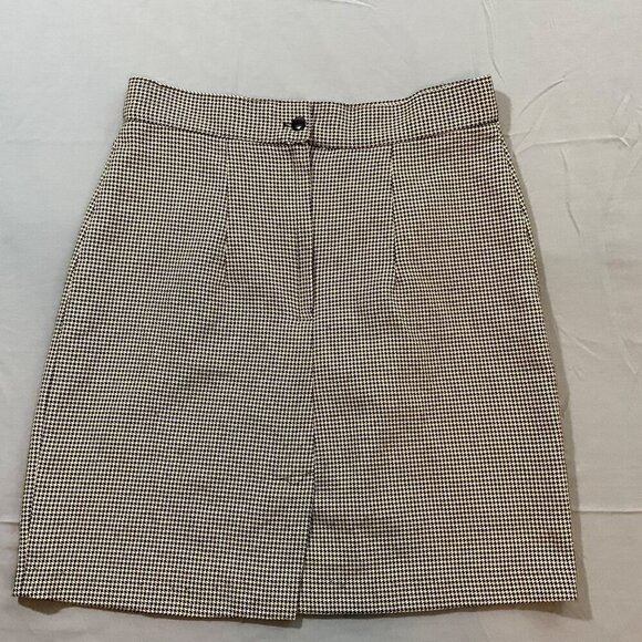 Rampage Skirt Y2K Womens 11 Houndstooth Preppy Black Tan‎ Academia Made USA VTG - Picture 10 of 11